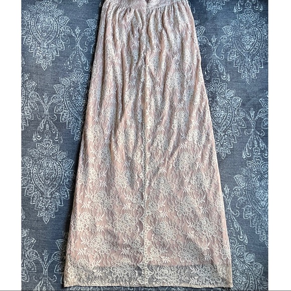 Lulus Stolen Moments Dusty Pink Lace-Up Lace Maxi Dress Size XL - Picture 14 of 14